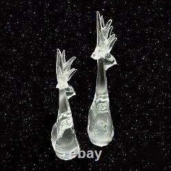 Murano Art Glass Deer Crystal Figurine Set 2 Lot Stylized Vintage Animal