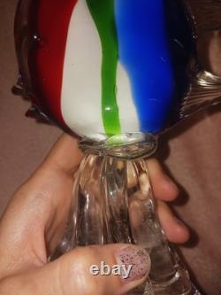 Murano Art Glass Fish Wave Figurine Pedistal Vintage Retro Sculpture 10 in