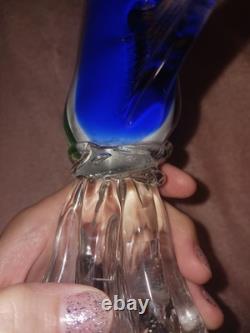 Murano Art Glass Fish Wave Figurine Pedistal Vintage Retro Sculpture 10 in
