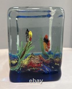 Murano Art Glass Large Three Fish Aquarium Vintage 3.5