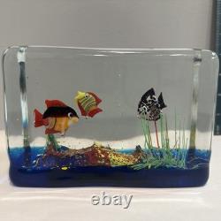 Murano Art Glass Large Three Fish Aquarium Vintage 3.5