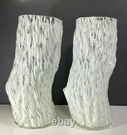 Murano Art Glass Set of 2 Faux Bois Style Vase16.75 Tall VTG 1960's -70's