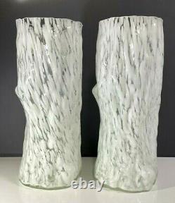 Murano Art Glass Set of 2 Faux Bois Style Vase16.75 Tall VTG 1960's -70's