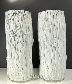 Murano Art Glass Set of 2 Faux Bois Style Vase16.75 Tall VTG 1960's -70's