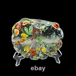 Murano Art Glass Tutti Frutti Bowl Ashtray Gold Fleck Aventurine 6w 7l 2t