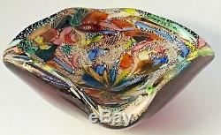 Murano Avem Tutti Frutti Zanfirico Latticino Art Glass Bowl Vintage MID Century