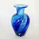 Murano Blue Vase 6 Hand Blown Art Glass Swirled Vintage