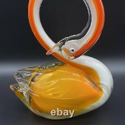 Murano Duck Swan Bird Large Art Glass Figurine Paperweight Vintage 9T 7.5W