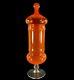 Murano Empoli Orange Glass Apothecary Candy Jar 13.5 Vtg Mid Century