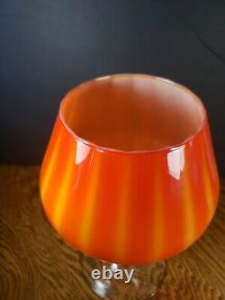 Murano Empoli Orange Yellow Glass Apothecary Jar Circus Tent Lid VTG mid century