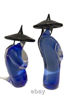 Murano Formia Signed And Numbered Asian Art Glass Figurines Vintage