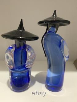 Murano Formia Signed And Numbered Asian Art Glass Figurines Vintage