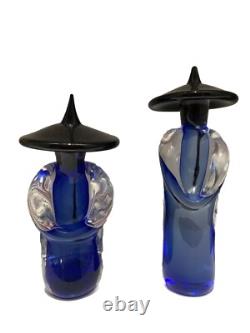 Murano Formia Signed And Numbered Asian Art Glass Figurines Vintage