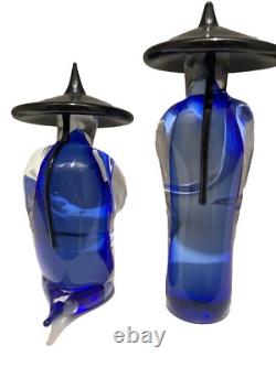 Murano Formia Signed And Numbered Asian Art Glass Figurines Vintage