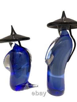 Murano Formia Signed And Numbered Asian Art Glass Figurines Vintage