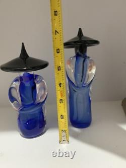 Murano Formia Signed And Numbered Asian Art Glass Figurines Vintage
