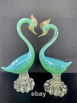 Murano Fratelli Toso Pair Of Birds With Label
