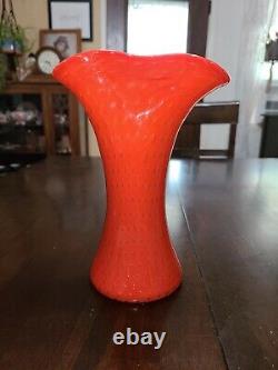 Murano Fratelli Toso Vase, Mid-Century Fan Shaped Art Glass Labeled VINTAGE