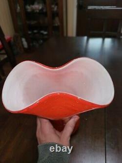 Murano Fratelli Toso Vase, Mid-Century Fan Shaped Art Glass Labeled VINTAGE