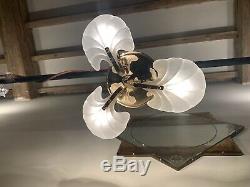 Murano Frosted Glass Shells, Gold Plated Flush Chandelier, Light Retro, Vintage