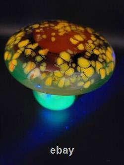 Murano Galliano Ferro Blown Art Glass Uranium Mushroom Speckled Heavy Vintage