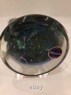 Murano Glass 16.5 Cristalleria D'arte Sculpture Blue Green Abstract Authentic