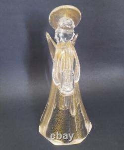 Murano Glass Angel Candle Holder Figurine 8.5 Tall Gold Dust Vintage