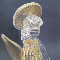Murano Glass Angel Candle Holder Figurine 8.5 Tall Gold Dust Vintage