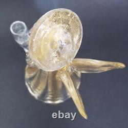Murano Glass Angel Candle Holder Figurine 8.5 Tall Gold Dust Vintage