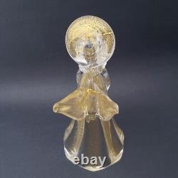 Murano Glass Angel Candle Holder Figurine 8.5 Tall Gold Dust Vintage