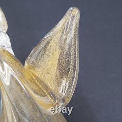 Murano Glass Angel Candle Holder Figurine 8.5 Tall Gold Dust Vintage