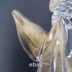 Murano Glass Angel Candle Holder Figurine 8.5 Tall Gold Dust Vintage