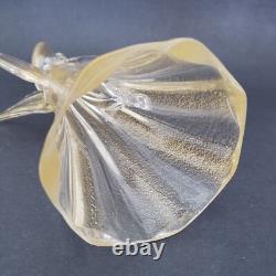 Murano Glass Angel Candle Holder Figurine 8.5 Tall Gold Dust Vintage