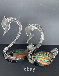 Murano Glass Angelo Rossi Pair Of Swans SIGNED