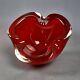 Murano Glass Ashtray Red Wavy Design Vintage Collection 70s