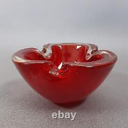 Murano Glass Ashtray Red Wavy Design Vintage Collection 70s