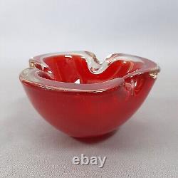 Murano Glass Ashtray Red Wavy Design Vintage Collection 70s