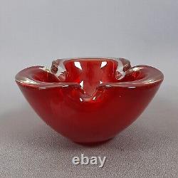 Murano Glass Ashtray Red Wavy Design Vintage Collection 70s