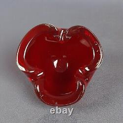 Murano Glass Ashtray Red Wavy Design Vintage Collection 70s