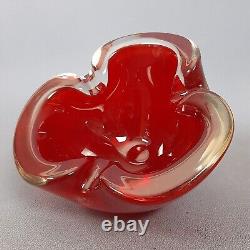 Murano Glass Ashtray Red Wavy Design Vintage Collection 70s