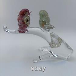 Murano Glass Birds on Perched Branch Signed M. (Marco) Guiman