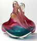 Murano Glass Bowl Seguso Vetri d'Arte Art Glass Pink Gold Aqua Blue Triangle VTG