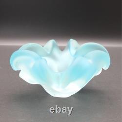Murano Glass Bowl Vintage Mid Century Satinato Frosted Italian Art Appraised