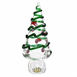 Murano Glass Christmas Tree Millefiori Italian Art Glass Green Ribbon Vintage 8