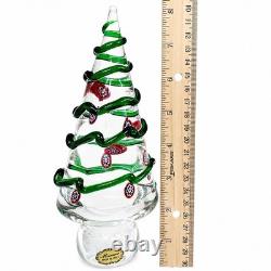 Murano Glass Christmas Tree Millefiori Italian Art Glass Green Ribbon Vintage 8