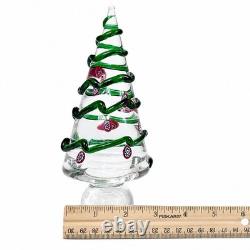 Murano Glass Christmas Tree Millefiori Italian Art Glass Green Ribbon Vintage 8