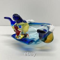 Murano Glass Clown Bowl Dish Ashtray Venetian Italy Colorful Funny Vintage Retro