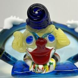 Murano Glass Clown Bowl Dish Ashtray Venetian Italy Colorful Funny Vintage Retro