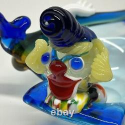 Murano Glass Clown Bowl Dish Ashtray Venetian Italy Colorful Funny Vintage Retro