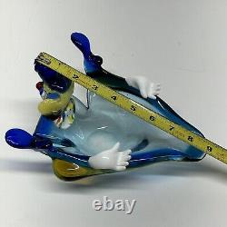 Murano Glass Clown Bowl Dish Ashtray Venetian Italy Colorful Funny Vintage Retro